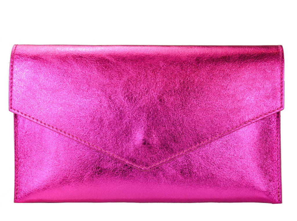 BZNA Bag Xyla Fuxia Metalicca Leder Italy Damen Brieftaschen Clutch Handtasche Schultertasche - B Z N A