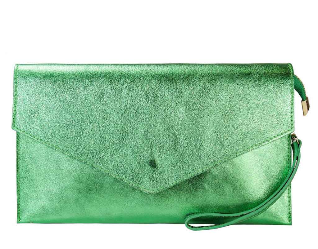 BZNA Bag Xyla Verde Brilliant Metalicca Leder Italy Damen Brieftaschen Clutch Handtasche Schultertasche