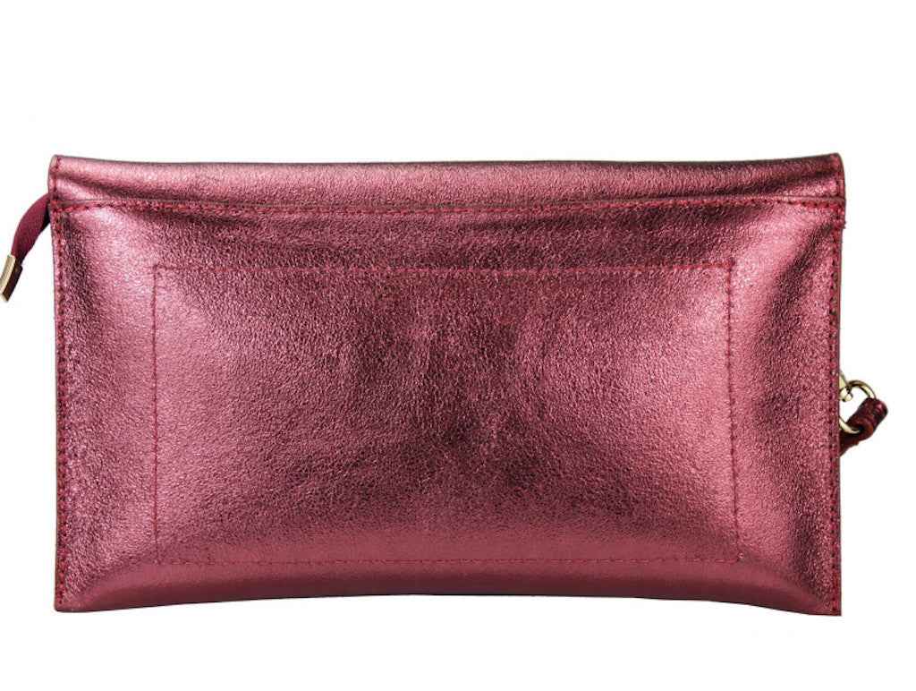 BZNA Bag Xyla Viola Metalicca Leder Italy Damen Brieftaschen Clutch Handtasche Schultertasche