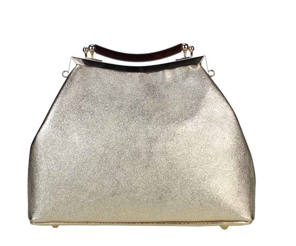 BZNA Bag Xavienne Oro Metalicca Leder Italy Damen Clutch Handtasche Schultertasche