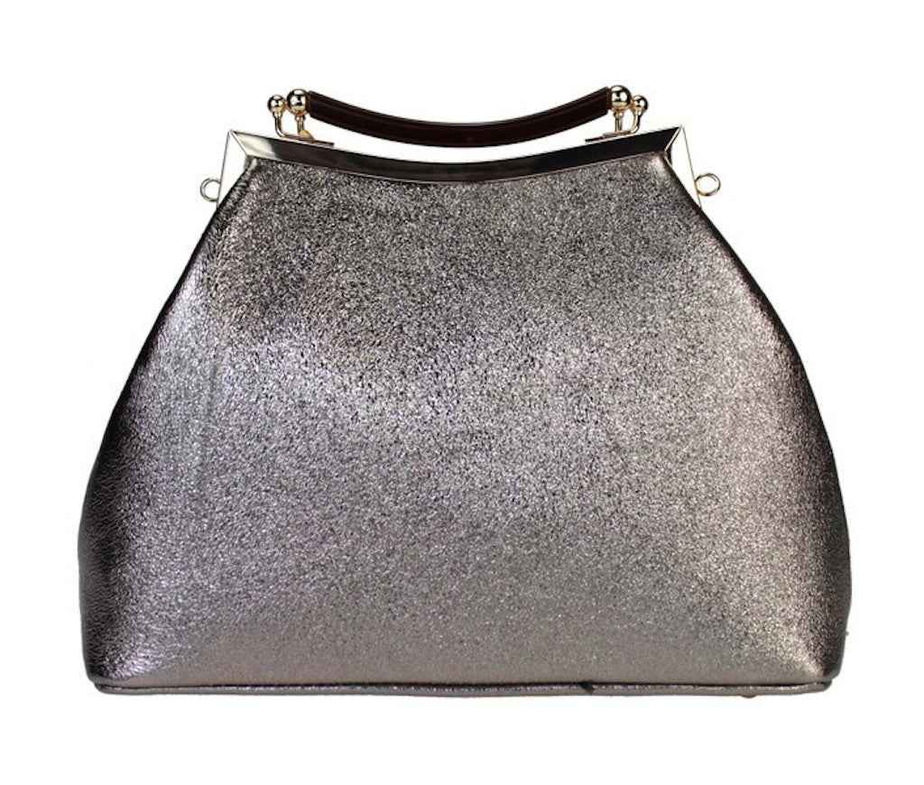 BZNA Bag Xavienne Bronze Metalicca Leder Italy Damen Clutch Handtasche Schultertasche