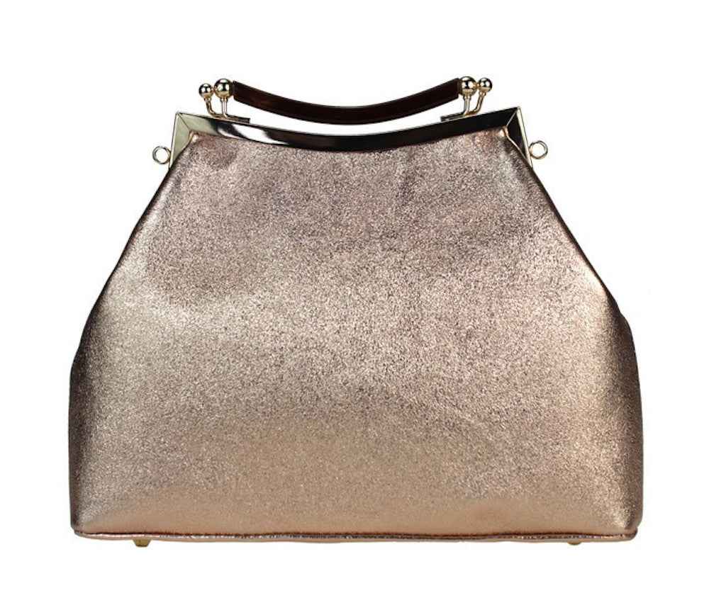 BZNA Bag Xavienne Oro Rosa Metalicca Leder Italy Damen Clutch Handtasche Schultertasche