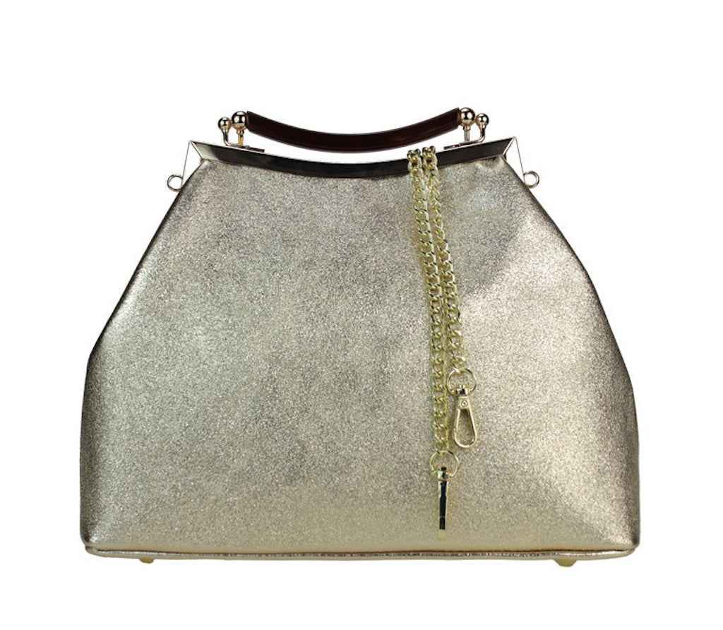 BZNA Bag Xavienne Fuxia Metalicca Leder Italy Damen Clutch Handtasche Schultertasche