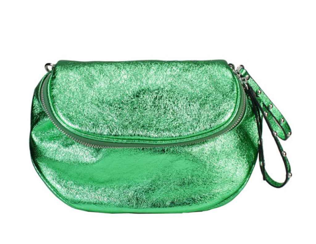 BZNA Bag Yael Verde Briliant Metalicca Leder Italy Damen Funny Bag Clutch Handtasche Schultertasche