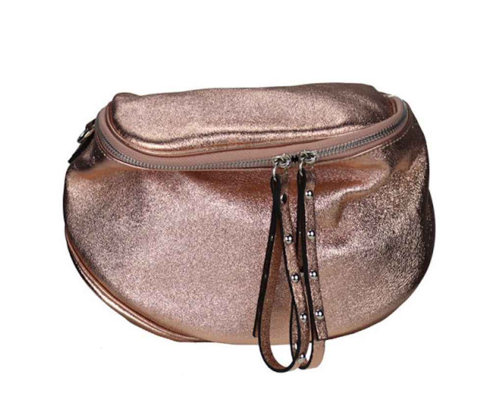 BZNA Bag Yael Oro Rosa Metalicca Leder Italy Damen Funny Bag Clutch Handtasche Schultertasche