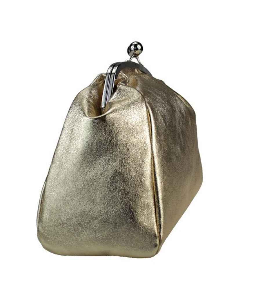 BZNA Bag Xandra Argento Metalicca Leder Italy Damen Clutch Handtasche Schultertasche