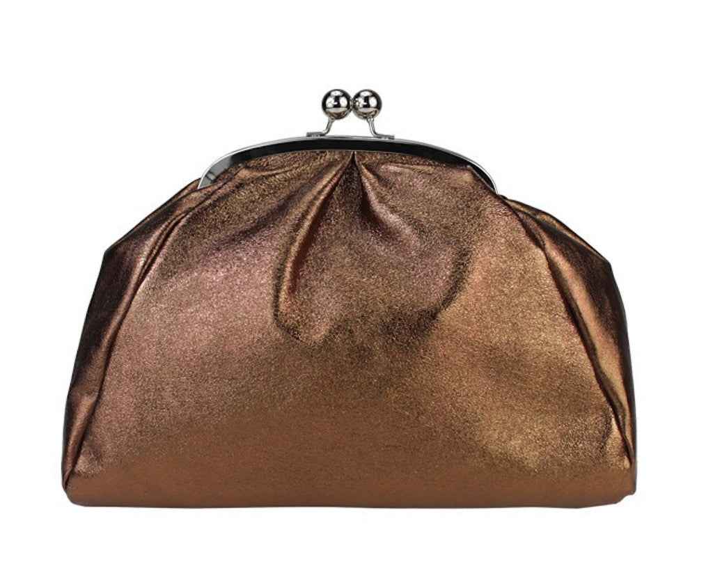 BZNA Bag Xandra Marrone Metalicca Leder Italy Damen Clutch Handtasche Schultertasche