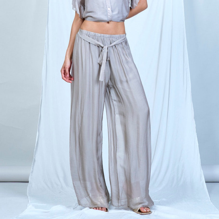BZNA Hose mit Seide Fließende elastische Taille Chiffon Seidenhose Onesize - B Z N A