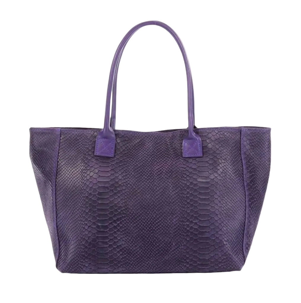 BZNA Bag Ladasha Lila Snake Prägung Leder Italy Damen Shopper Handtasche Schultertasche Tasche - B Z N A