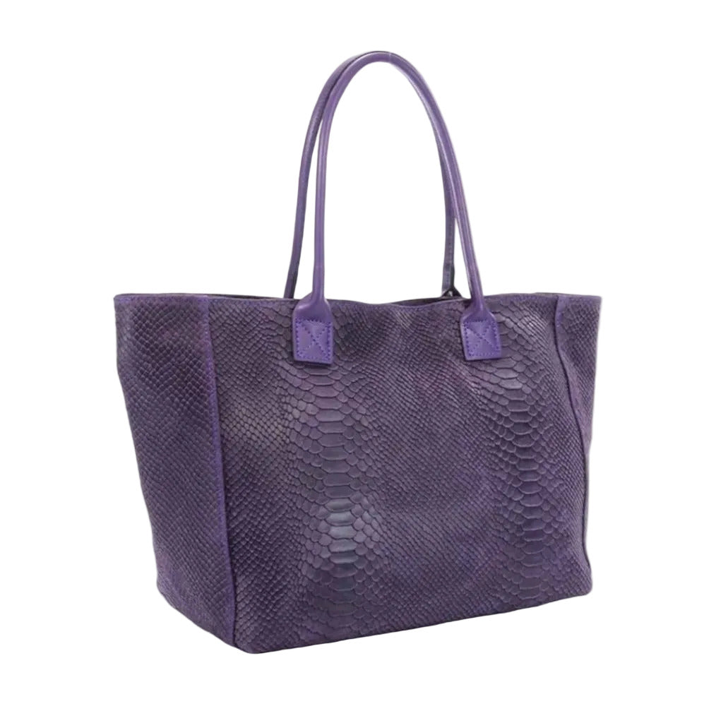 BZNA Bag Ladasha Lila Snake Prägung Leder Italy Damen Shopper Handtasche Schultertasche Tasche - B Z N A