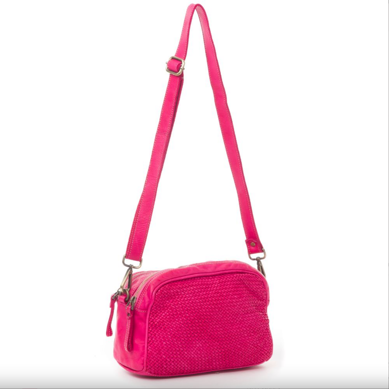 BZNA Bag Lucy Pink fuxia Italy Designer Clutch Braided Ledertasche Umhängetasche Damen Handtasche Schultertasche Tasche Leder Shopper Neu - B Z N A