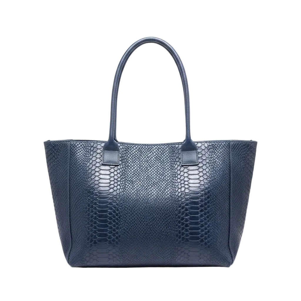 BZNA Bag Ladasha Marineblau Snake Prägung Leder Italy Damen Shopper Handtasche Schultertasche Tasche - B Z N A