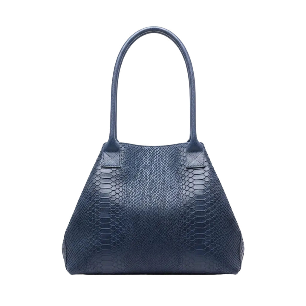 BZNA Bag Ladasha Marineblau Snake Prägung Leder Italy Damen Shopper Handtasche Schultertasche Tasche - B Z N A