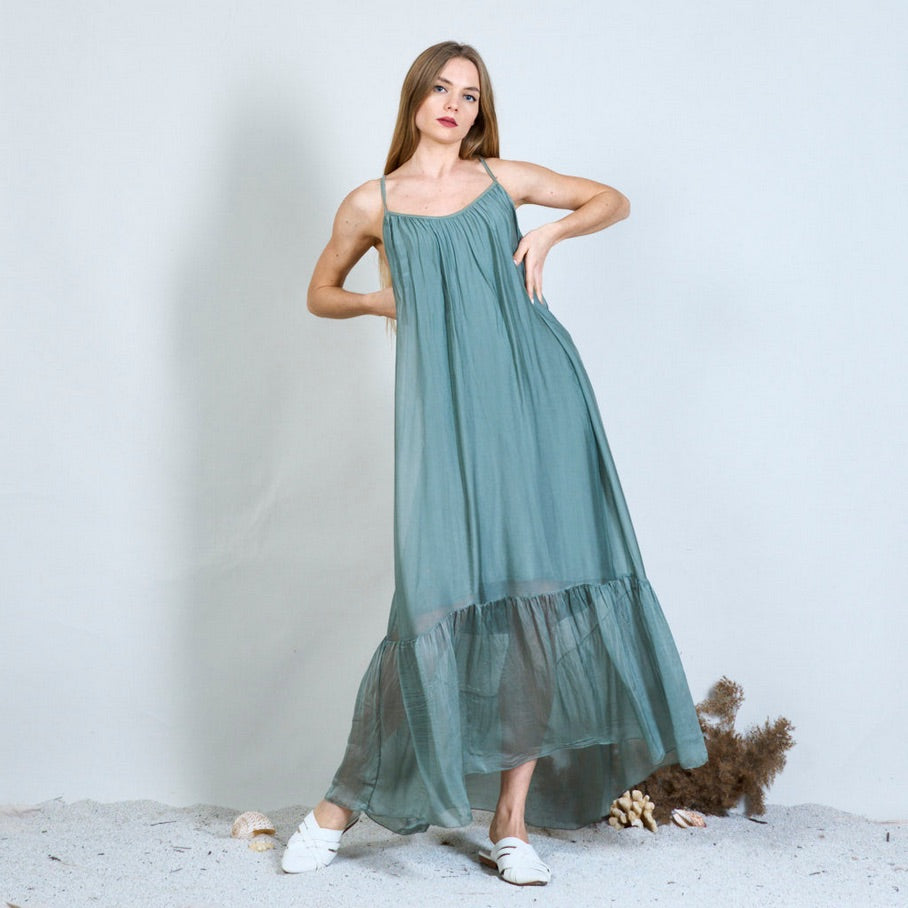 BZNA Ibiza Kleid Rückenfreies Seidenchiffon Langes Kleid Seidenkleid oneSize - B Z N A