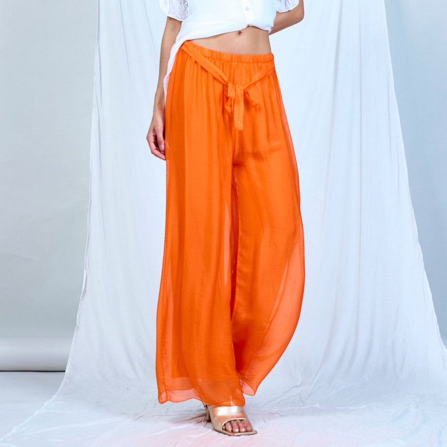 BZNA Hose mit Seide Fließende elastische Taille Chiffon Seidenhose Onesize - B Z N A