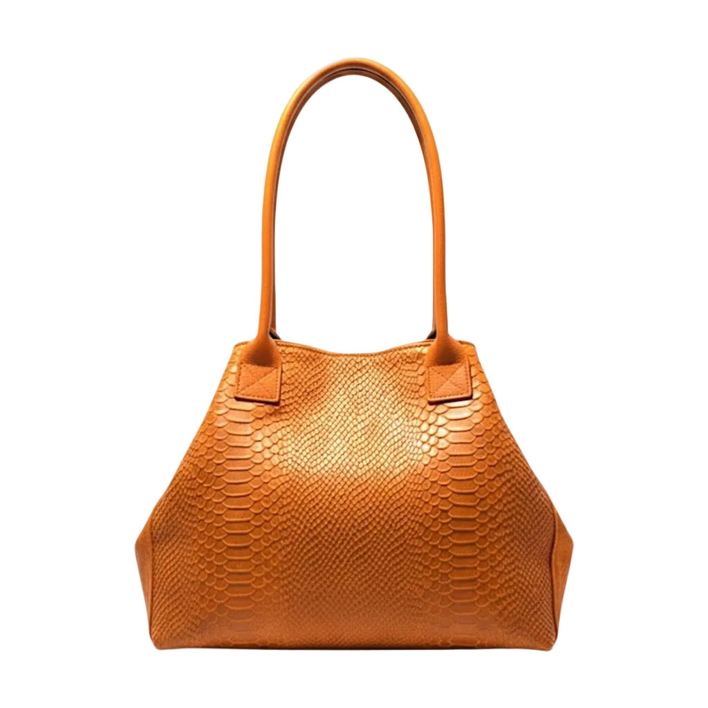 BZNA Bag Ladasha Orange Snake Prägung Leder Italy Damen Shopper Handtasche Schultertasche Tasche - B Z N A