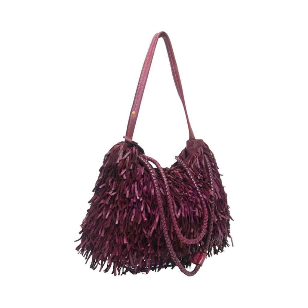 BZNA Bag Peppina Bordeaux Fransen  Schultertasche Designer Damen Handtasche Italy