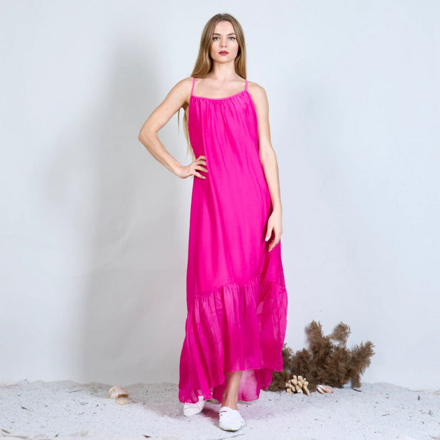 BZNA Ibiza Kleid Rückenfreies Seidenchiffon Langes Kleid Seidenkleid oneSize - B Z N A