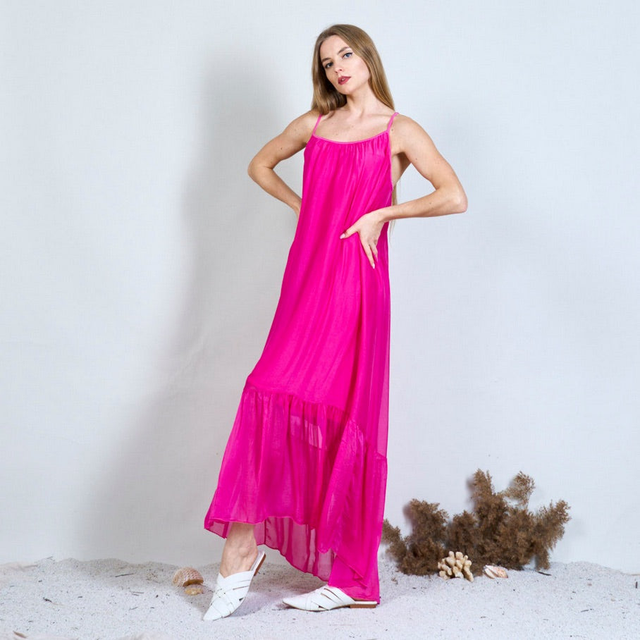 BZNA Ibiza Kleid Rückenfreies Seidenchiffon Langes Kleid Seidenkleid oneSize - B Z N A