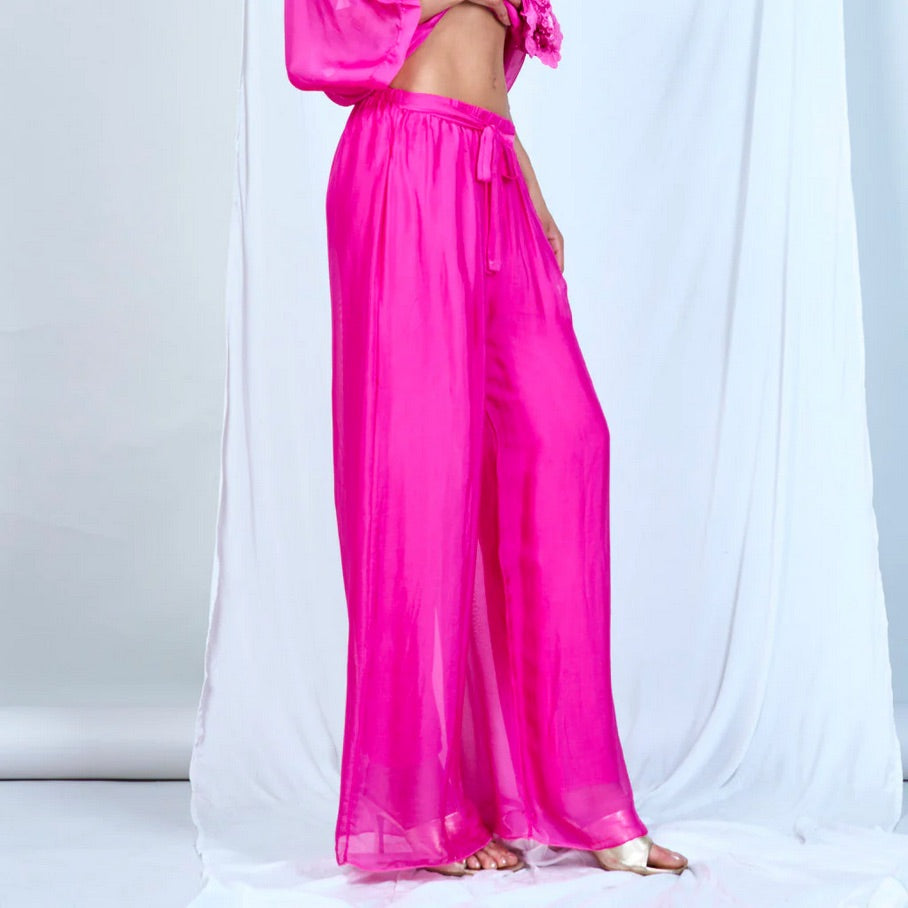 BZNA Hose mit Seide Fließende elastische Taille Chiffon Seidenhose Onesize - B Z N A