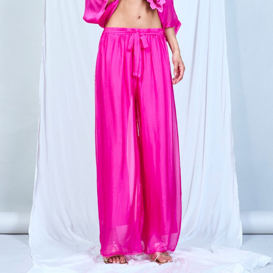 BZNA Hose mit Seide Fließende elastische Taille Chiffon Seidenhose Onesize - B Z N A