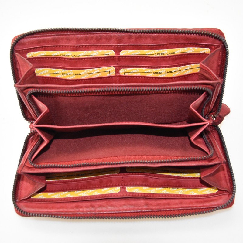 BZNA Berlin Daisy Rot Wallet Leather Leder Portemonnaie Geldbörse Clutch - B Z N A