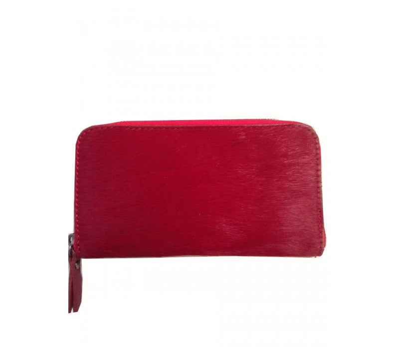 BZNA Berlin Fell Baya Rosso Echtfell  Wallet Leather Leder Portemonnaie Geldbörse Clutch
