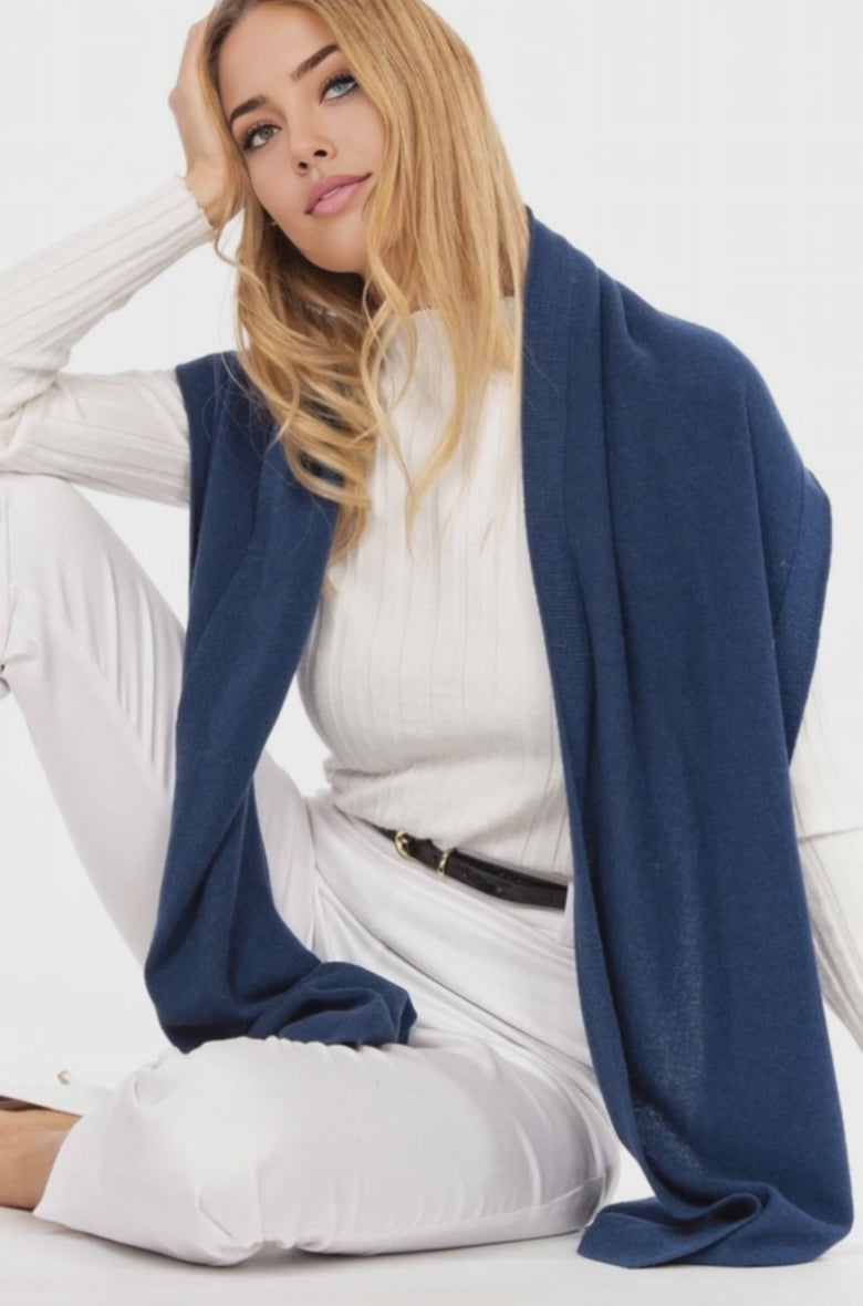 BZNA Cashmere Großer Wollschal in vielen Farben - Umhänge Schal Stola mit Kaschmir Unisex MADE IN ITALY
