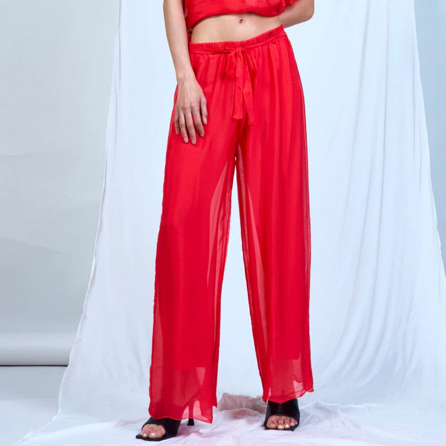 BZNA Hose mit Seide Fließende elastische Taille Chiffon Seidenhose Onesize - B Z N A