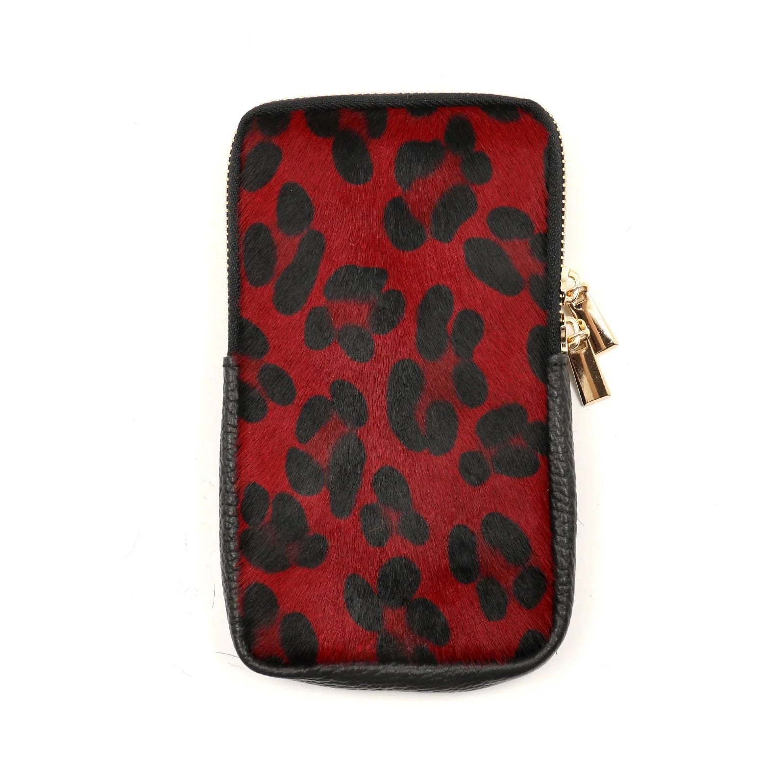 BZNA Bag Mobile Leo Bordeaux Handy Umhängetasche aus Leder Felltasche mit Reißverschluss - B Z N A