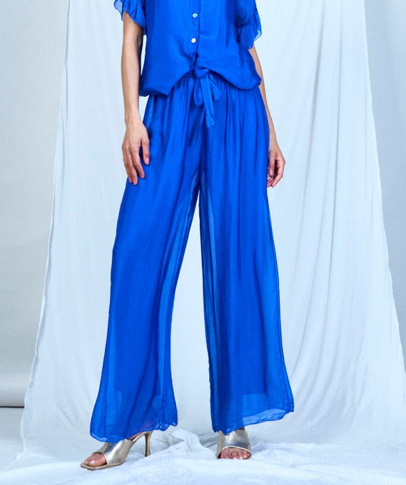 BZNA Hose mit Seide Fließende elastische Taille Chiffon Seidenhose Onesize - B Z N A