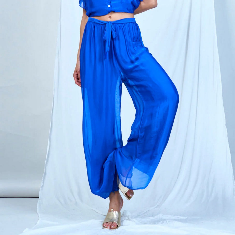 BZNA Hose mit Seide Fließende elastische Taille Chiffon Seidenhose Onesize - B Z N A