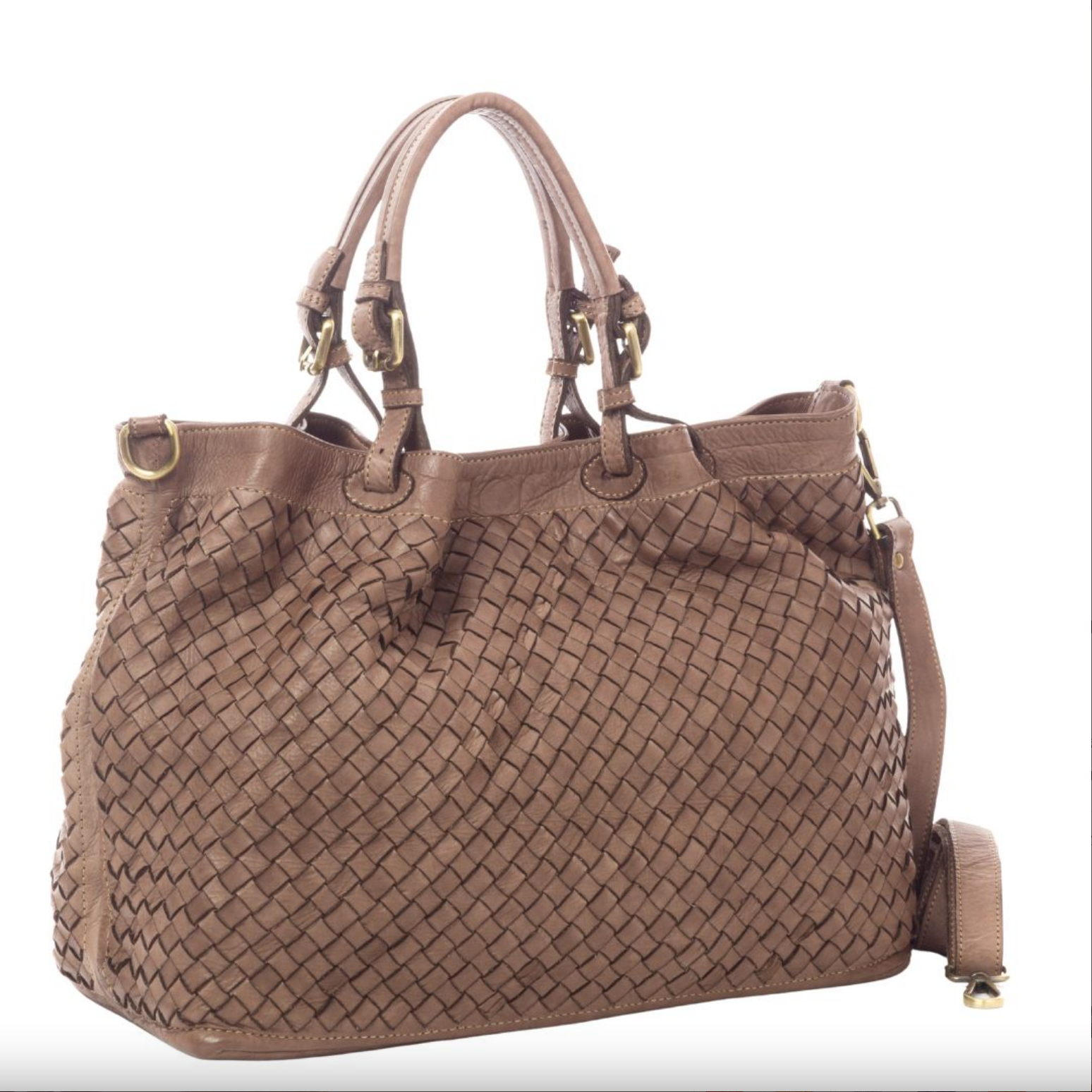 BZNA Rene Bag  Taupe Italy Designer geflochten Damen Handtasche Schultertasche Tasche Shopper Neu - B Z N A
