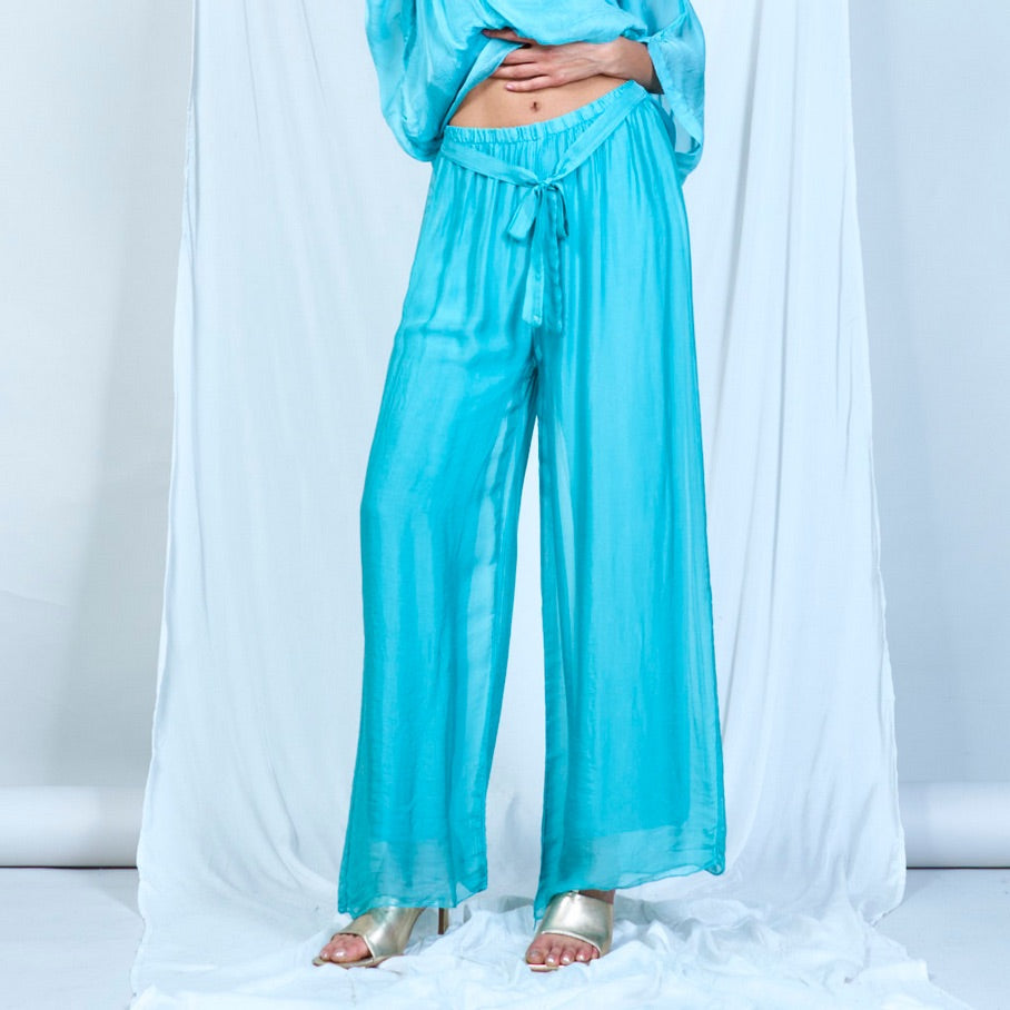 BZNA Hose mit Seide Fließende elastische Taille Chiffon Seidenhose Onesize - B Z N A