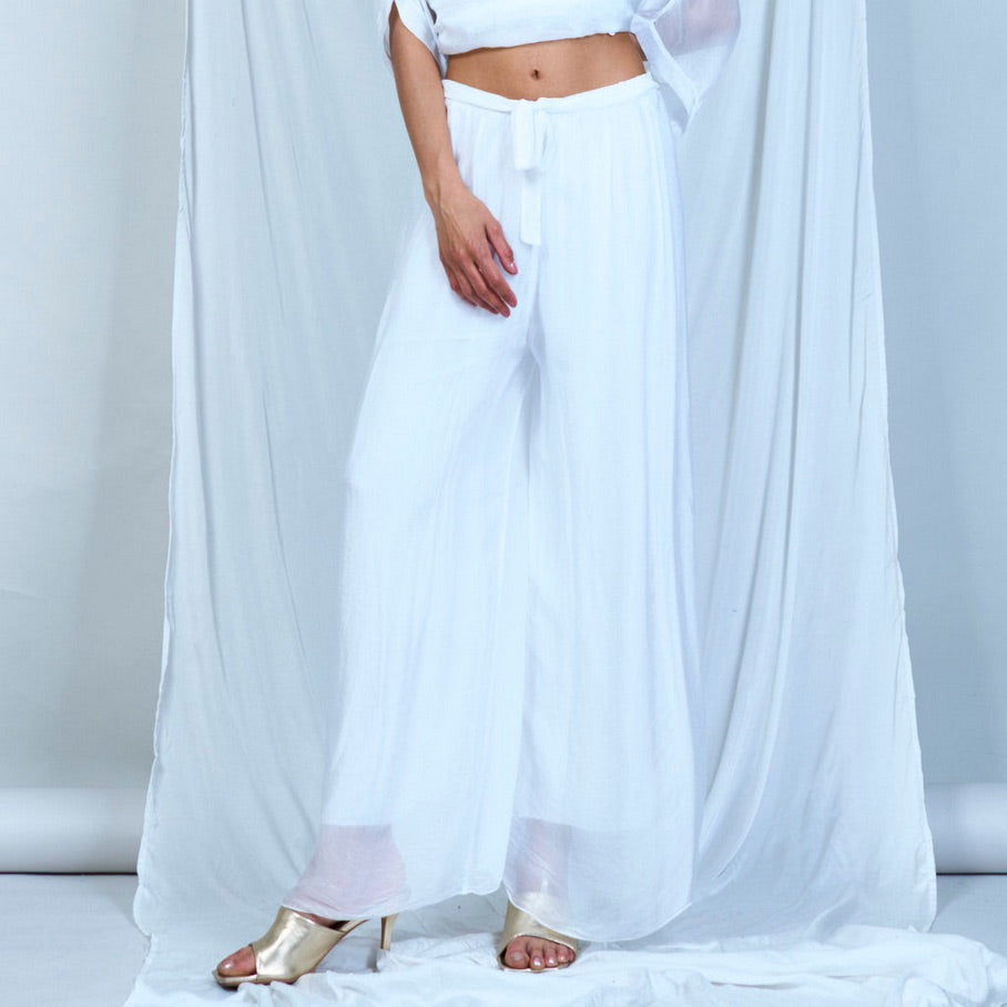 BZNA Hose mit Seide Fließende elastische Taille Chiffon Seidenhose Onesize - B Z N A