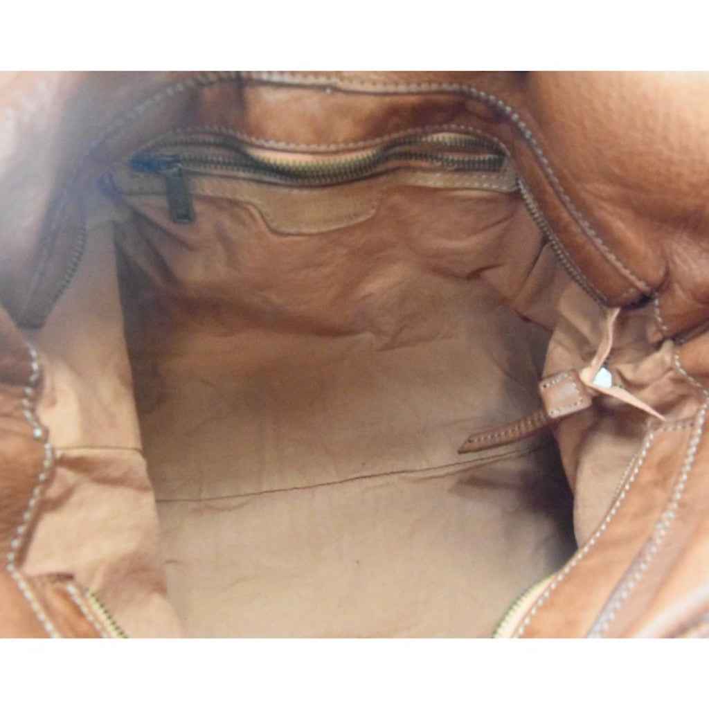 BZNA Bag Zinnia Cognac Italy Designer Handtasche Schultertasche Tasche Leder Shopper