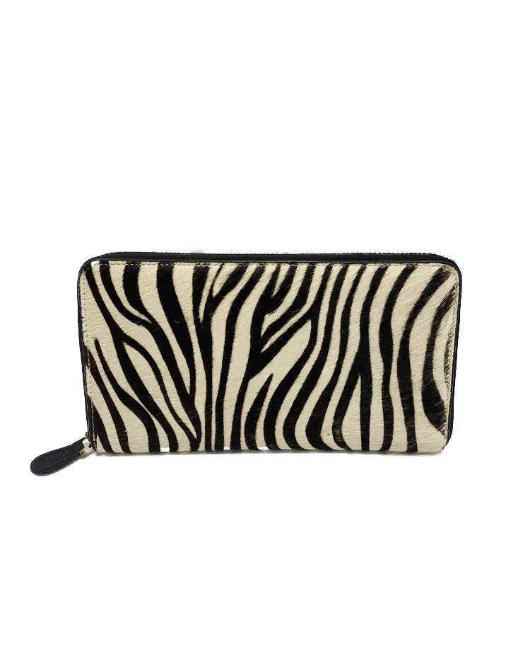 BZNA Berlin Fell Fellia Zebra Echtfell  Wallet Leather Leder Portemonnaie Geldbörse Clutch