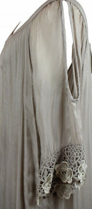 BZNA Ibiza Empire Dress Taupe Sommer Kleid Seidenkleid Damen Seide Silk Häckel