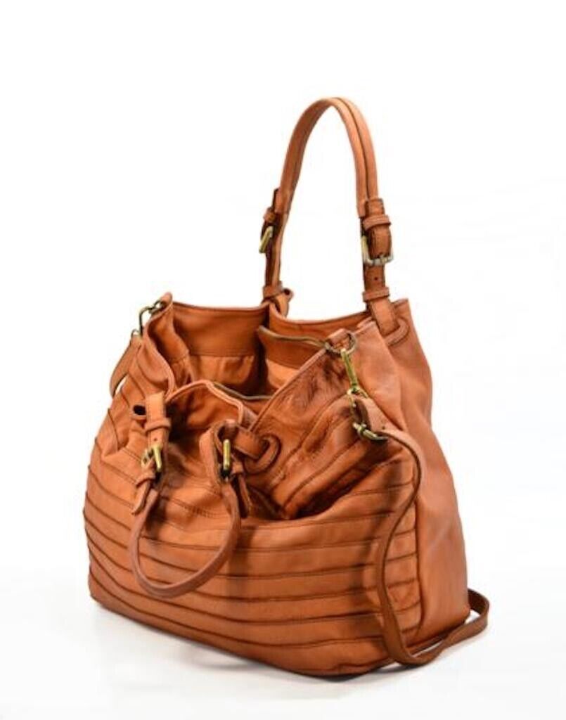 BZNA Bag Erna Cognac Italy Designer geflochten Damen Handtasche Schultertasche
