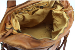 BZNA Bag Laura Cognac Italy Vintage Schultertasche Designer Damen Handtasche