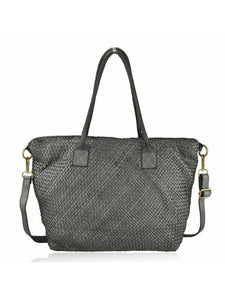BZNA Bag Rosi Grau Italy Vintage Schultertasche Designer Damen Handtasche