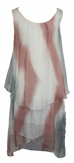 Load image into Gallery viewer, BZNA Ibiza Empire Batik Dress Rosa Sommer Lagenkleid Seidenkleid Damen Seide
