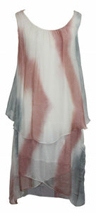 BZNA Ibiza Empire Batik Dress Rosa Sommer Lagenkleid Seidenkleid Damen Seide