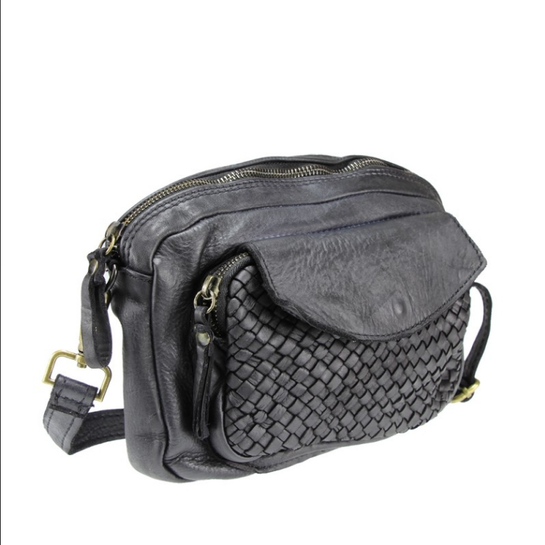 BZNA Bag Macy Grau Italy Designer Clutch Braided Ledertasche Umhängetasche