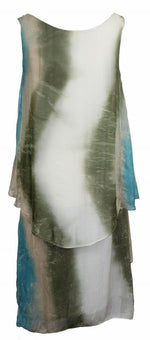 Load image into Gallery viewer, BZNA Ibiza Empire Batik Dress Grün Sommer Lagenkleid Seidenkleid Damen Seide
