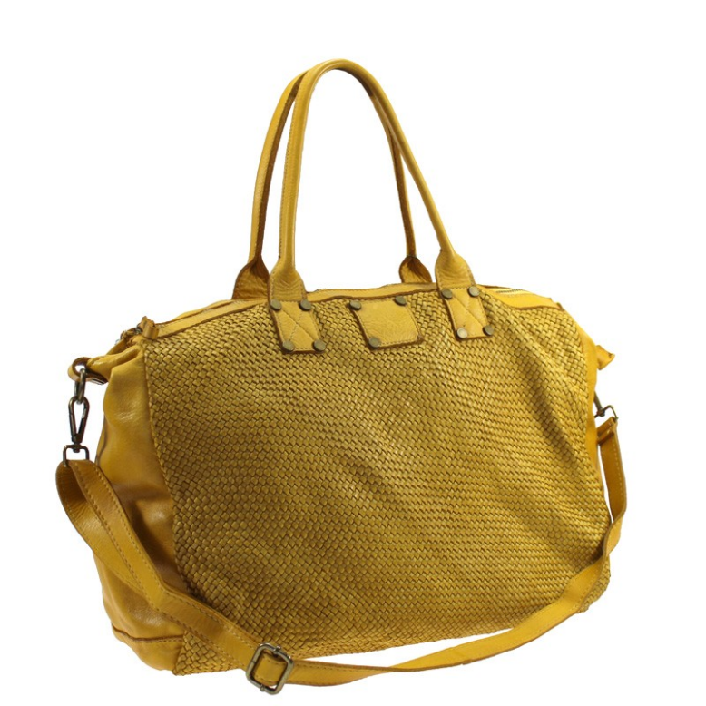BZNA Bag Funny Gelb Shopper Tasche Schultertasche Handtasche Designer Leder
