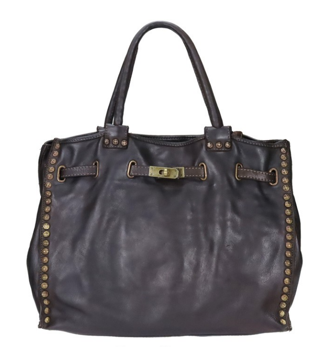 BZNA Isa Schwarz vintage Italy Designer Business Damen Handtasche Ledertasche - B Z N A