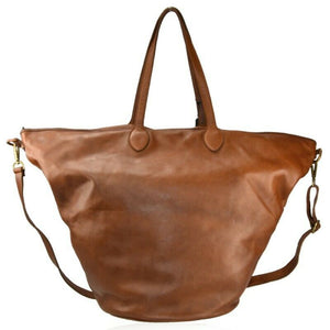 BZNA Big Bag Paula Taupe Italy Vintage Schultertasche Designer Handtasche Leder