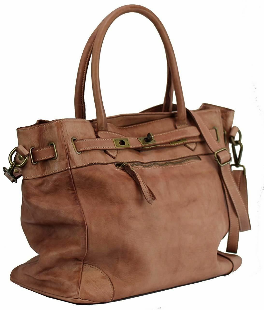 BZNA Bag Mila Beige vintage Italy Designer Business Damen Handtasche Ledertasche