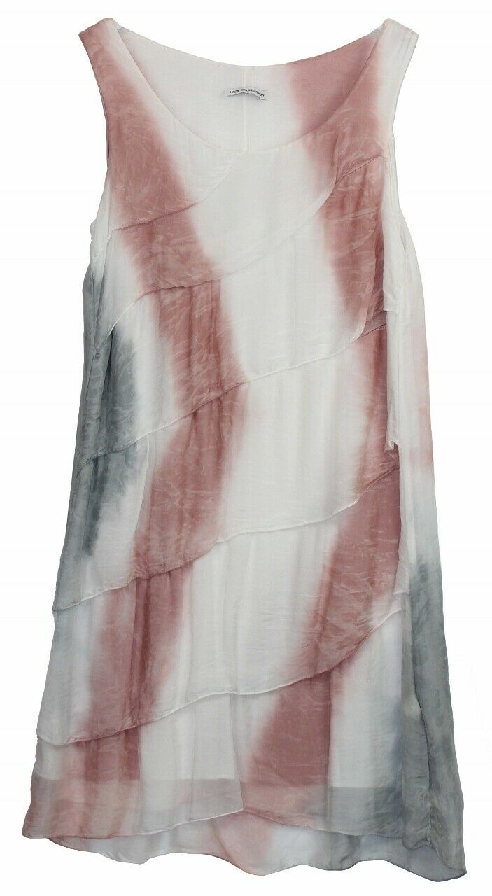 BZNA Ibiza Empire Batik Dress Rosa Sommer Lagenkleid Seidenkleid Damen Seide